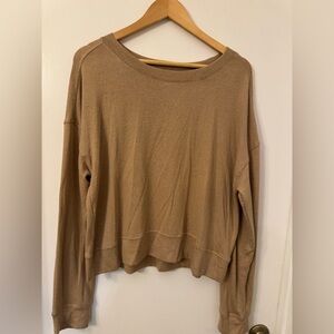 Abound Oversized Crop pullover in light brown color.
